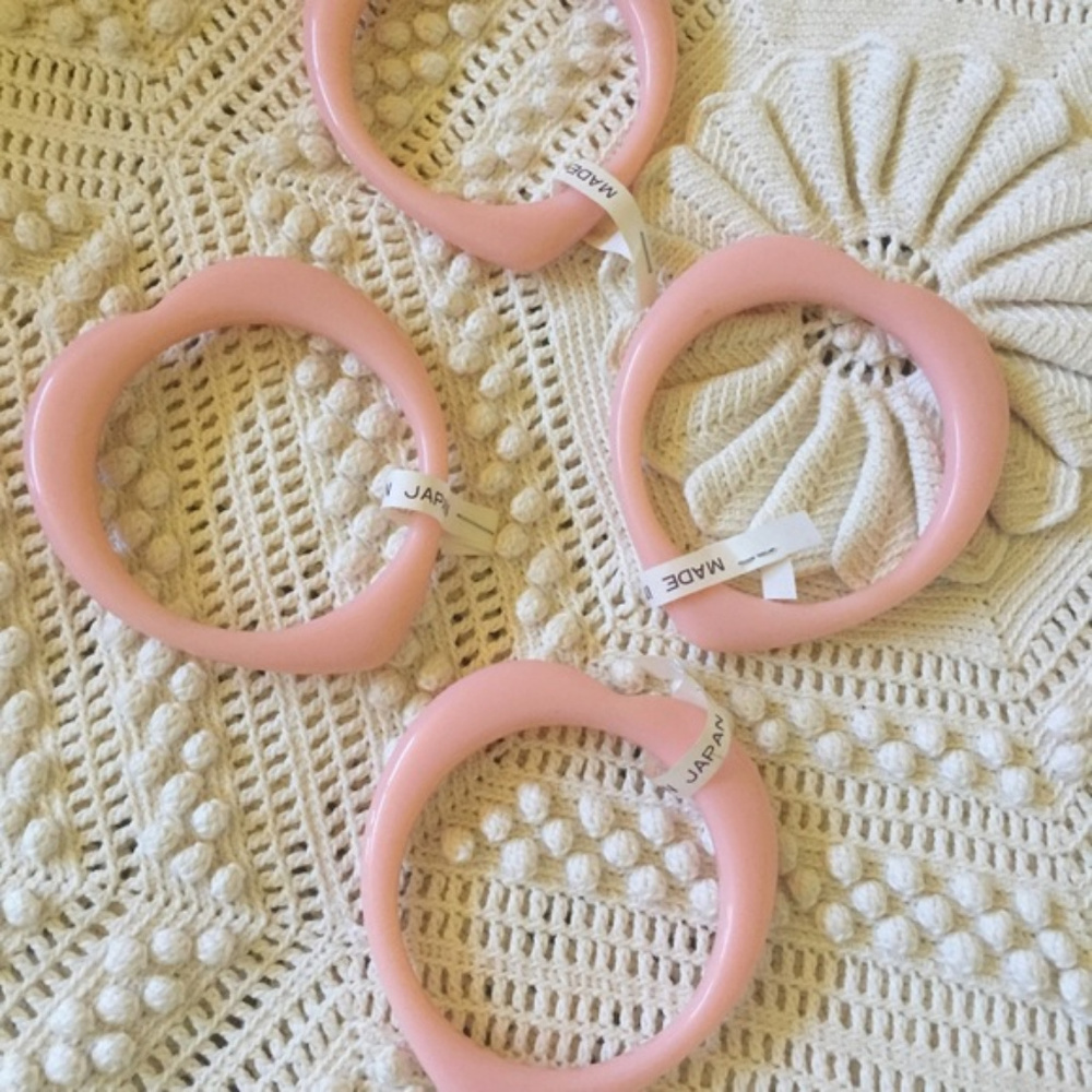 Set of Four Vintage Resin Bangles Heart ♥️ Shape